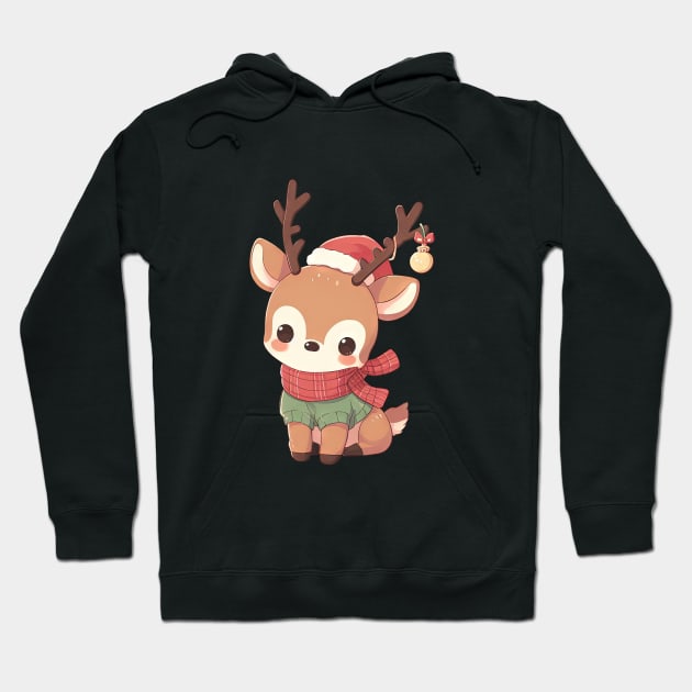 Cute Christmas Deer Hoodie by Takeda_Art